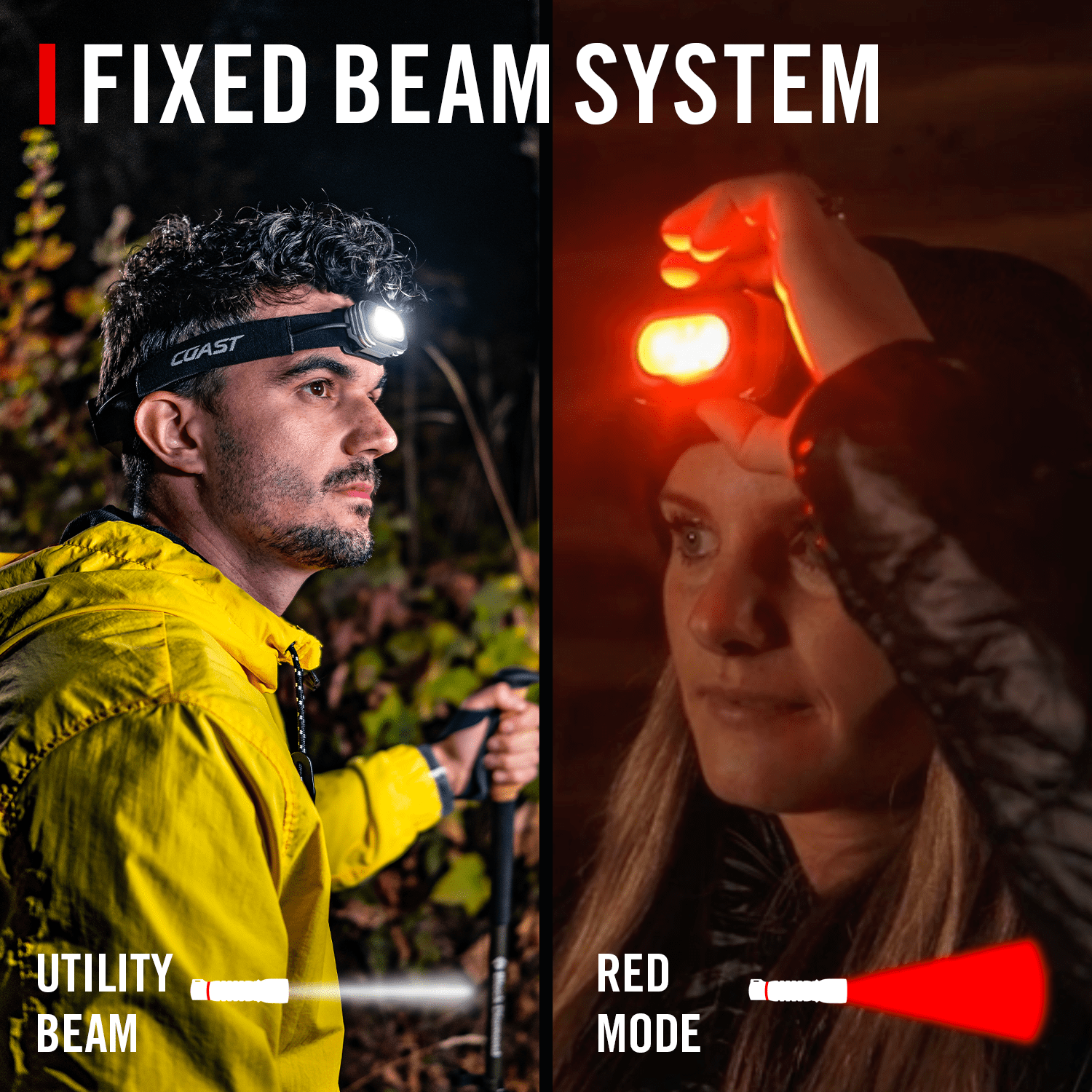 COAST RL12R Rechargeable Headlamp – 750 Lumens, Dual Color Beam, Variable Light Control
