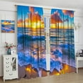 thumbnail image 5 of Ocean Beach Curtains,Sunset Scenery Tropical Ocean Coast Nature Landscapes Print Window Treatments Drapes for Bedroom Kitchen Bathroom,2-Panel Set & Rod Pocket84x84in, 5 of 6