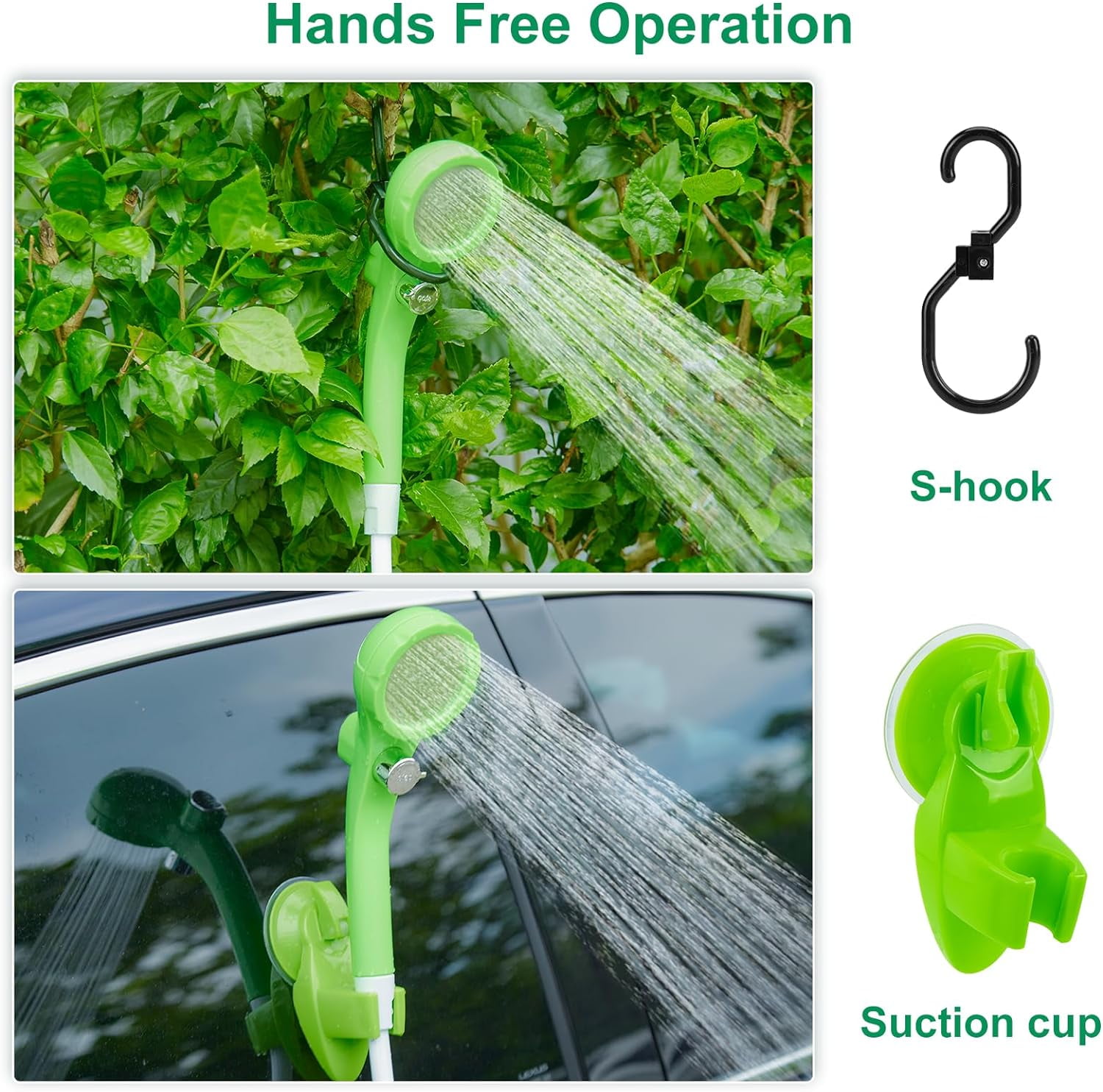 WADEO Portable Shower for Camping, Outdoor Electric Shower Rechargeable Pump with Intelligent Digital Display, Camping Shower Head Nozzle for Camping, Hiking, Traveling, Washing