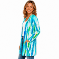 thumbnail image 2 of Women's Plus Size Aqua Abstract Cardigan, Long Sleeve Open Front Tunic with Pockets, 2 of 8
