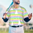 thumbnail image 5 of Goofa Rainbow Rabbit Pattern Mens Golf Shirt Baseball T-shirt Moisture Wicking Dry Fit Performance Sport Short Sleeve Striped Golf Polo Shirts-3X-Large, 5 of 7