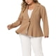 thumbnail image 1 of Blazer de mujer plus size Agnes Orinda con botones, panel con muesca y peplum con volantes 2X en caqui profundo, 1 of 6