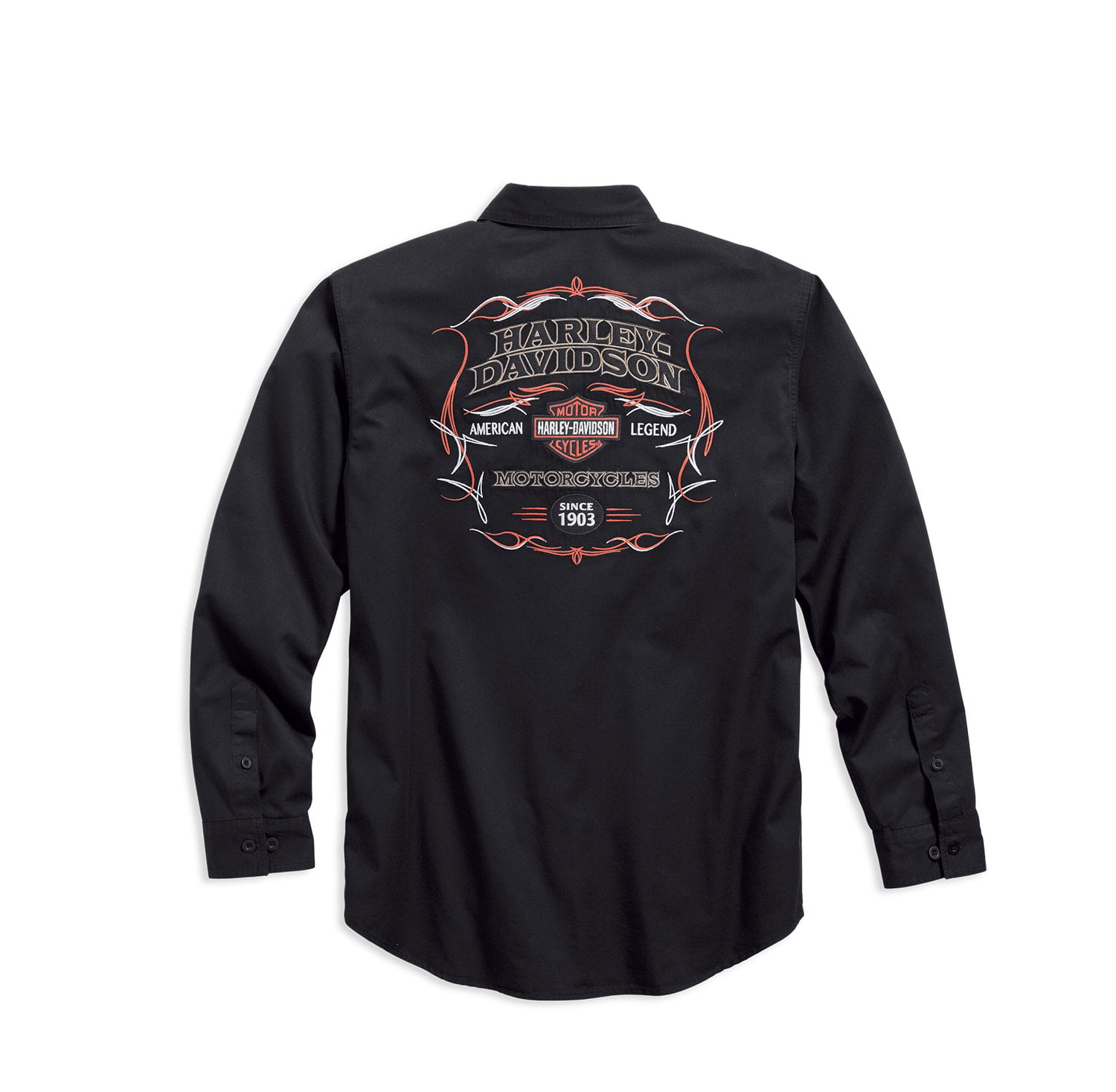Harley-Davidson Men's Henley S/S Black 3 Button Shirt B&S Flame Large 