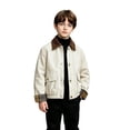 thumbnail image 2 of NOKIO Boys Corduroy Collar Jacket Plaid Cuff Zip Up Button Windbreaker with Pockets Casual Outerwear Fall Spring School Outdoor Play Daily Wear Toddler, 2 of 7