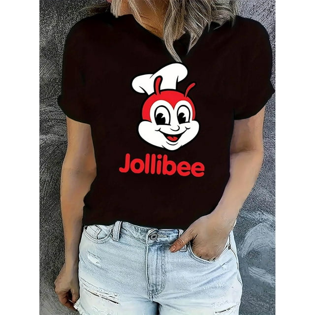 Design Léger) T-Shirt Graphique Chef Fourmi pour Femmes Jollibee - Décontracté & Sportif Col Rond Manches Courtes, Haut d'Été en Coton Confortable, Lavable en Machine