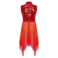 thumbnail image 4 of Haitryli Girls Liturgical Worship Praise Dance Tunic Dresses Lyrical Contemporary Dancewear Shiny Sequins Bodice Dress Red 14, 4 of 7