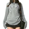 thumbnail image 2 of Women Y2k Fairy Grunge Top Shirts Long Sleeve Graphic T-Shirt Vintage Aesthetic Tees Teen Girls Gothic Tops Streetwear, 2 of 5