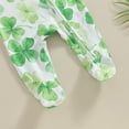 thumbnail image 4 of Okbabeha St Patricks Day Outfit Newborn Baby Boy Girl Shamrock Waffle Romper Lucky Clover Onesie Jumpsuit One Piece Clothes, 4 of 7