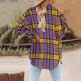 thumbnail image 4 of Baberdicy Women's Coat Women's Plaid Shirts Long Sleeve Flannel Lapel Button Down Pocketed Shacket Jacket Coats Womens Winter Coats Purple, 4 of 6