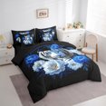 thumbnail image 3 of Feelyou Jungle White Tiger Twin Bedding Sets 7-Piece, Blue Rose Flower Bedding Comforter Set, Couple Lover Men Women Reversible Sheet Sets, Microfiber Bedroom Decor, 3 of 8