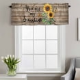 thumbnail image 2 of Rod Pocket Window Valances Sunflower Green Leaf Butterfly Short Kitchen Curtains Vintage Brown Wood Board Window Treatment Drapes for Bedroom Bathroom Living Room 56x16In,1 Panel, 2 of 9
