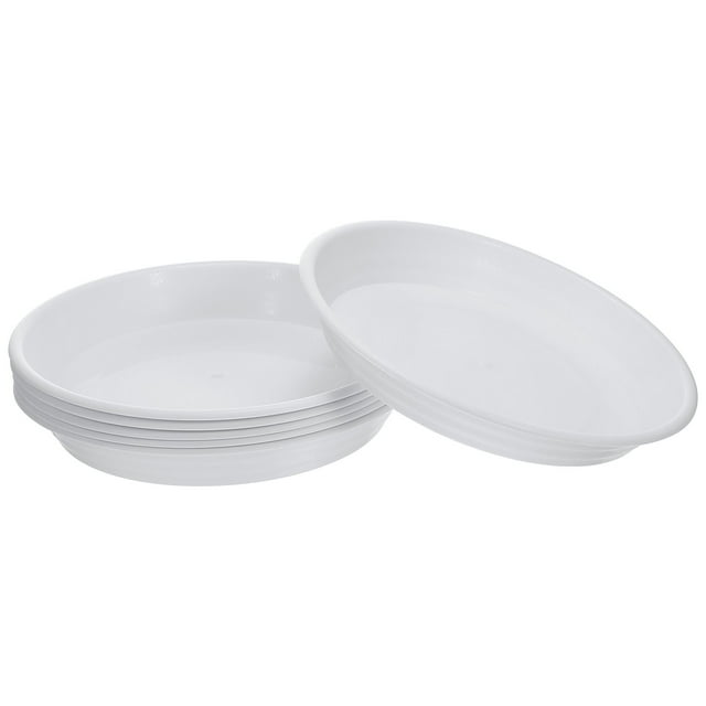 Unique Bargains Plant Saucers 10 Inch, 6 Pack Round Plastic Flower Pot Plant Tray, White