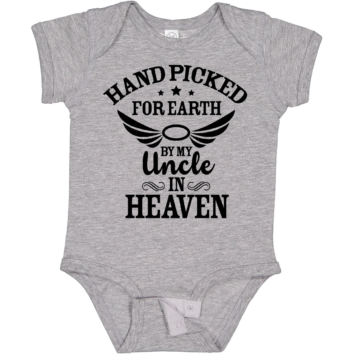 Inktastic Handpicked for Earth by My Uncle in Heaven with Angel Wings Boys or Girls Baby Bodysuit
