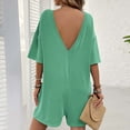 thumbnail image 5 of KyCheLot Summer Outfits for Women Rompers Knit Ribbed Short Sleeve Crewneck Tee Romper with Pockets, 5 of 7