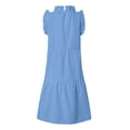 thumbnail image 5 of adviicd Robes Midi pour Femmes Robe Courte à Volants Fluide Col en V Manches Longues Ceinture Bleue,TTG, 5 of 5