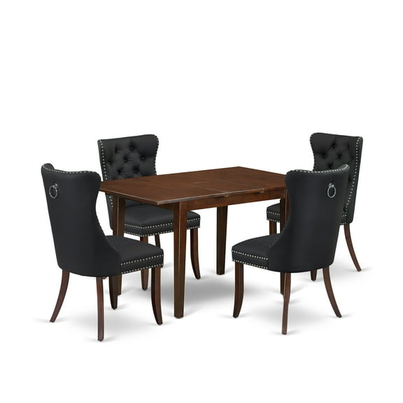 East West Furniture 5 Piece Kitchen Table Set Contains a Rectangle Dining Table with Butterfly Leaf