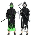 thumbnail image 3 of WIBACKER Halloween Glow In The Dark Grim Reaper Costume for Kids, Cosplay Robe with Scary Scythe for Boys Girls, 5-12 Years, 3 of 9
