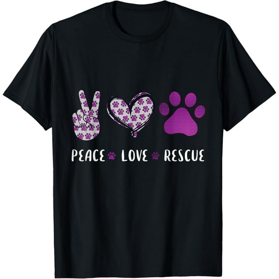 Peace Love dog cat rescue pets gifts for men women vet tech T-Shirt