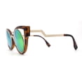 thumbnail image 3 of Super Cool Double Rim Art Deco Cat Eye Bolt Arm Sunglasses Gold Tortoise - Yellow Mirror, 3 of 4