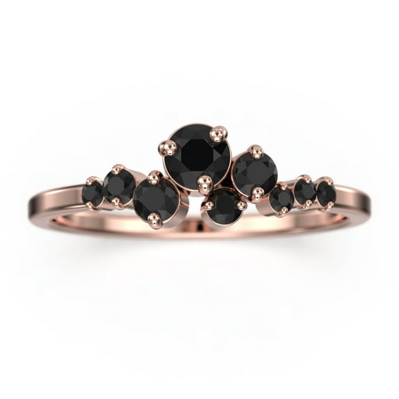 0.65ct Round Black Diamond Moissanite Clasic Ring 10K Rose GoldWedding Band