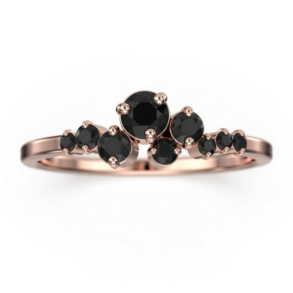 0.65ct Round Black Diamond Moissanite Clasic Ring 10K Rose GoldWedding Band