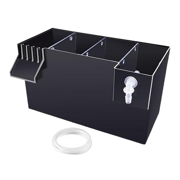 Cajón de filtro para acuario, caja de filtro de goteo de agua transparente, caja de filtro para acuario, Negro 26x135x15cm