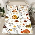 thumbnail image 2 of jejeloiu Kawaii Snail Turtle Twin Sheet Sets,Rustic Mushroom Fuflower Twin Fitted Sheet,White Brown Flat Sheet For Girls Kids,Super Cozy Room Decor,3pcs, 2 of 7