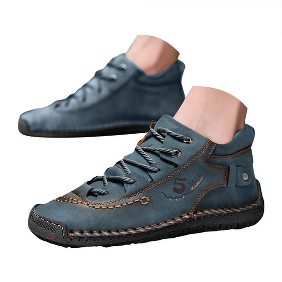 Mostsola Boots for Men Lace up Water Resistant Retro Handmade Leather Ankle Boots High Top Flats