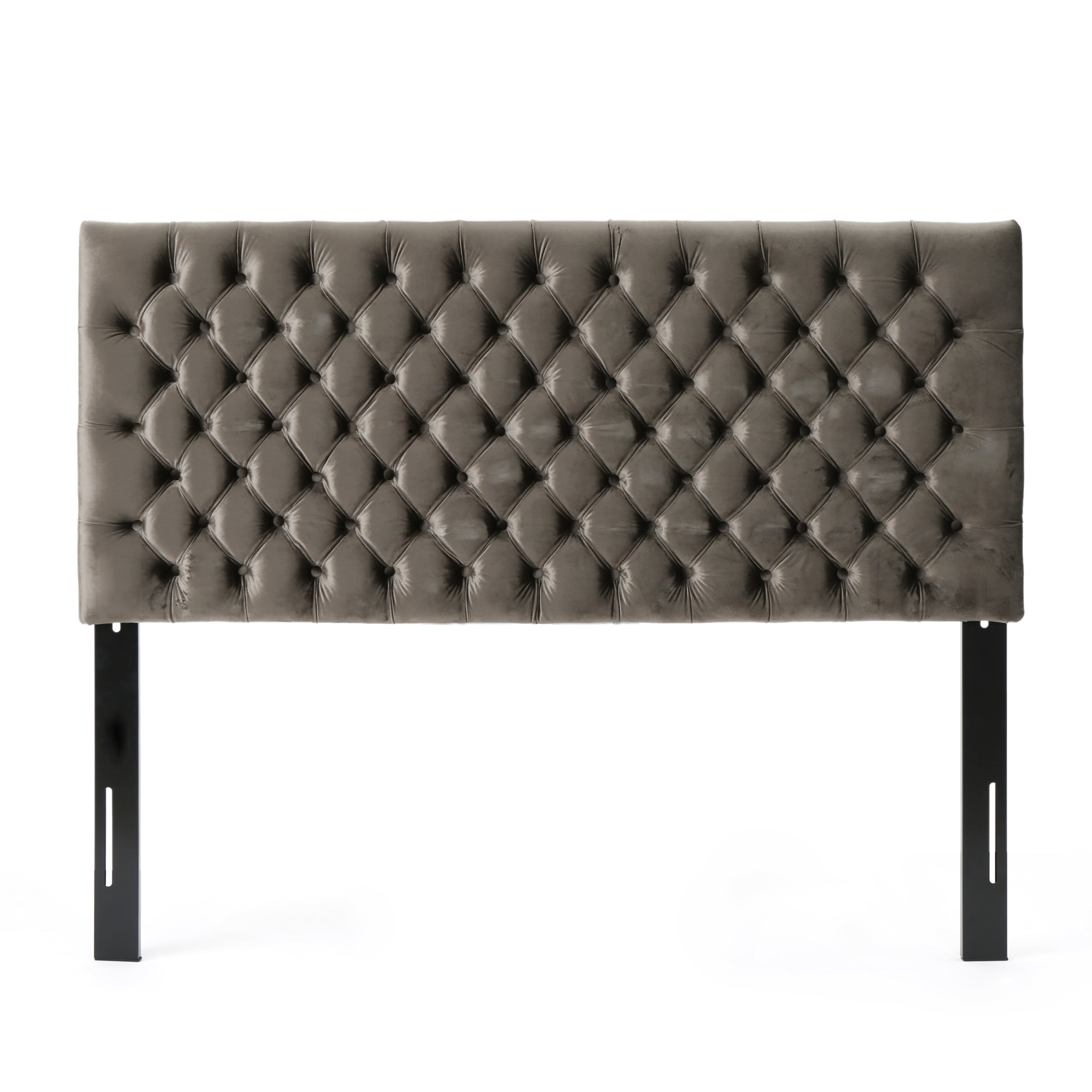 Noble House Ochoa Velvet Contemporary Queen-Full Headboard, Grey
