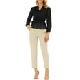 thumbnail image 2 of INSPIRE CHIC Women's Floral Split V Neck Casual Ruffle Chiffon Peplum Blouse, 2 of 6