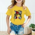 thumbnail image 2 of Polo Shirts for Girls Size 8 Kid Girls Cute Graphic Printed Round Neck Short Sleeve Tee Summer Casual T Shirt Tops Z10-Yellow, 100, 2 of 4