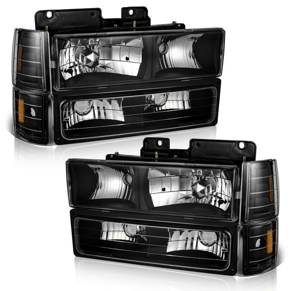WEELMOTO Headlights For 1994-1998 GMC C/K 1500 2500 3500 Sierra; For 94-99 GMC C/K 1500 2500 Suburban Yukon Headlight Assembly Replacement Headlamp Corner Side Marker Lights Bumper Signal Lights