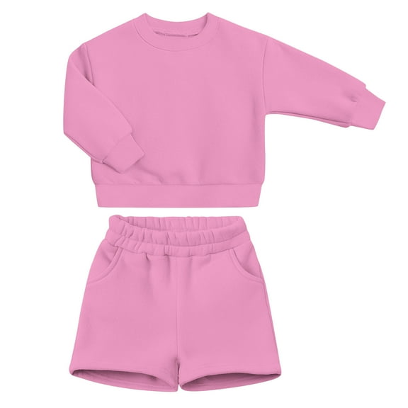 HAiming Bpys Girls Oversized 2 Piece Outfits Sweatsuit Casual Long Sleeve Crewneck Sweatshirts and Shorts Clothing Sets