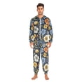 thumbnail image 3 of FORMRS Onesies Pajama for Adults Unisex Hoodie Winter Jumpsuit One Piece Sleepwear, Sizes S-2XL, Navy Floral Pattern, 3 of 7