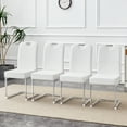 thumbnail image 3 of TesNus Dining Chairs Set of 4 White Faux Leather High Back with Chrome Metal Legs for Dining Room Kitchen Office, 3 of 8