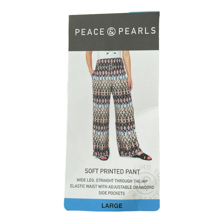 Peace & Pearls Women's Hi Rise Waist Wide Leg Soft Printed Peace & Pearls Women's Hi Rise Waist Wide Leg Soft Printed