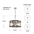 thumbnail image 5 of TOMIYA Silver Dining Room Light Fixture Wood Farmhouse Kitchen Chandelier Drum Pendant Light for Dining Room, 3-Light, 5 of 7