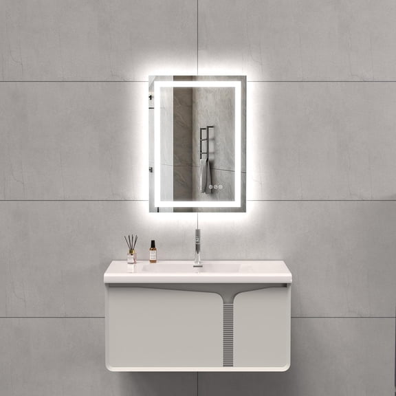 LED Bathroom Mirror Light 20x28 Inch Front Lighted Vanity Mirror, Wall Mounted Anti-Fog Dimmable LED Makeup Mirror, IP54 3K-6K Warm/Natural/Daylight, Tempered Glass (Horizontal/Vertical) UL Listed