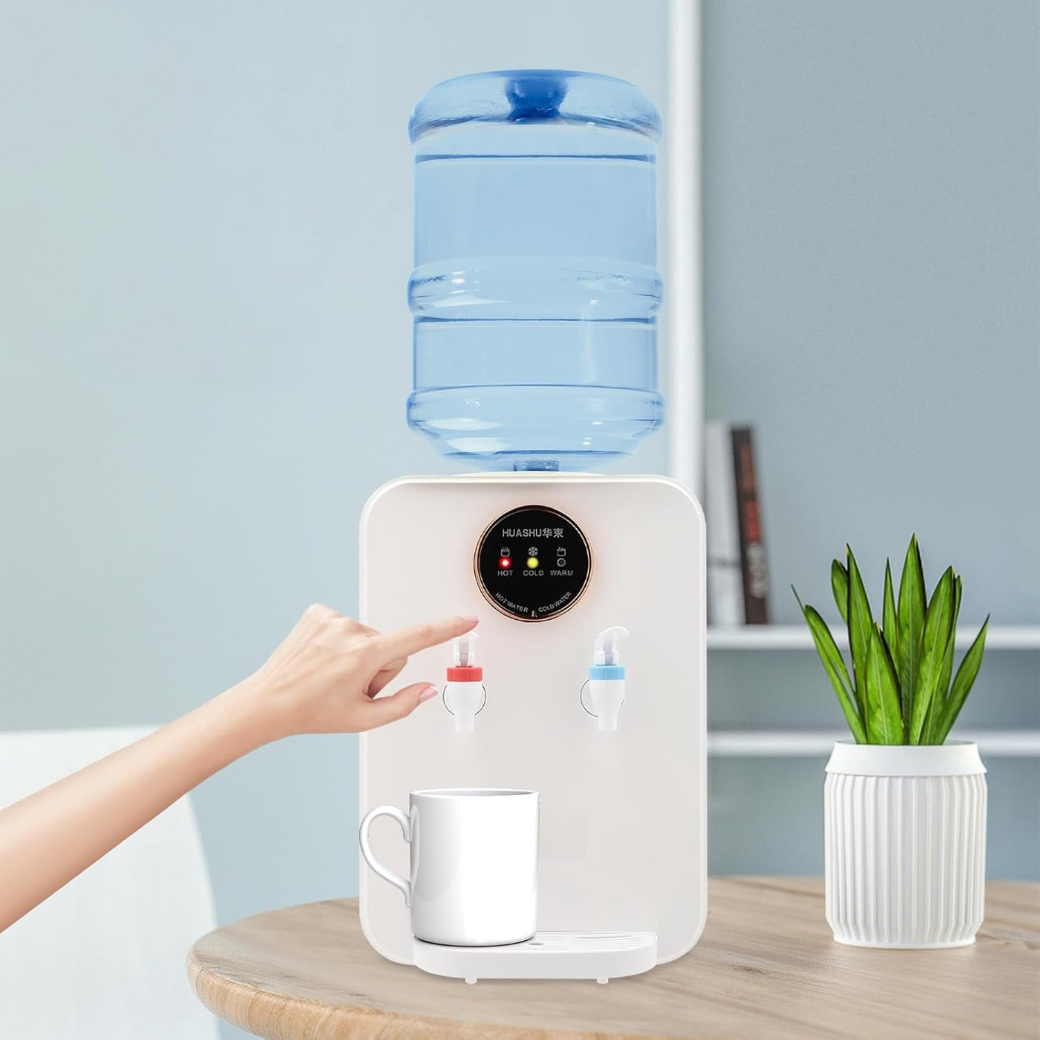 Top Loading Water Cooler Water Dispenser, Premium Countertop Water Dispenser for Hot/Cold/Constant Temper Water, Water Cooler Dispenser Holds 1.19-4.99 Gallon Bottles for Home, Office, White