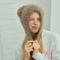 thumbnail image 7 of ZQUUVOU Women's Winter Beanie Colorful Dot Tassel Straps Fluffy Knitted Ear Beanie Thermal Pullover Hat Coffee, 7 of 7