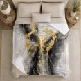 thumbnail image 5 of Modern Abstract Marble Art Gold Accents, Festive autumn celebration Scene, Warm Flannel Blanket for Living Room and Family Room, Art Lovers autumn celebration Gift, Festive Home Decor, 5 of 9