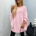 thumbnail image 5 of Women'S Elegant Knitted Cape Sweater Crew Neck Long Sleeve Baggy Tops Fashion Knitted Shawl Sweater Pink M, 5 of 8