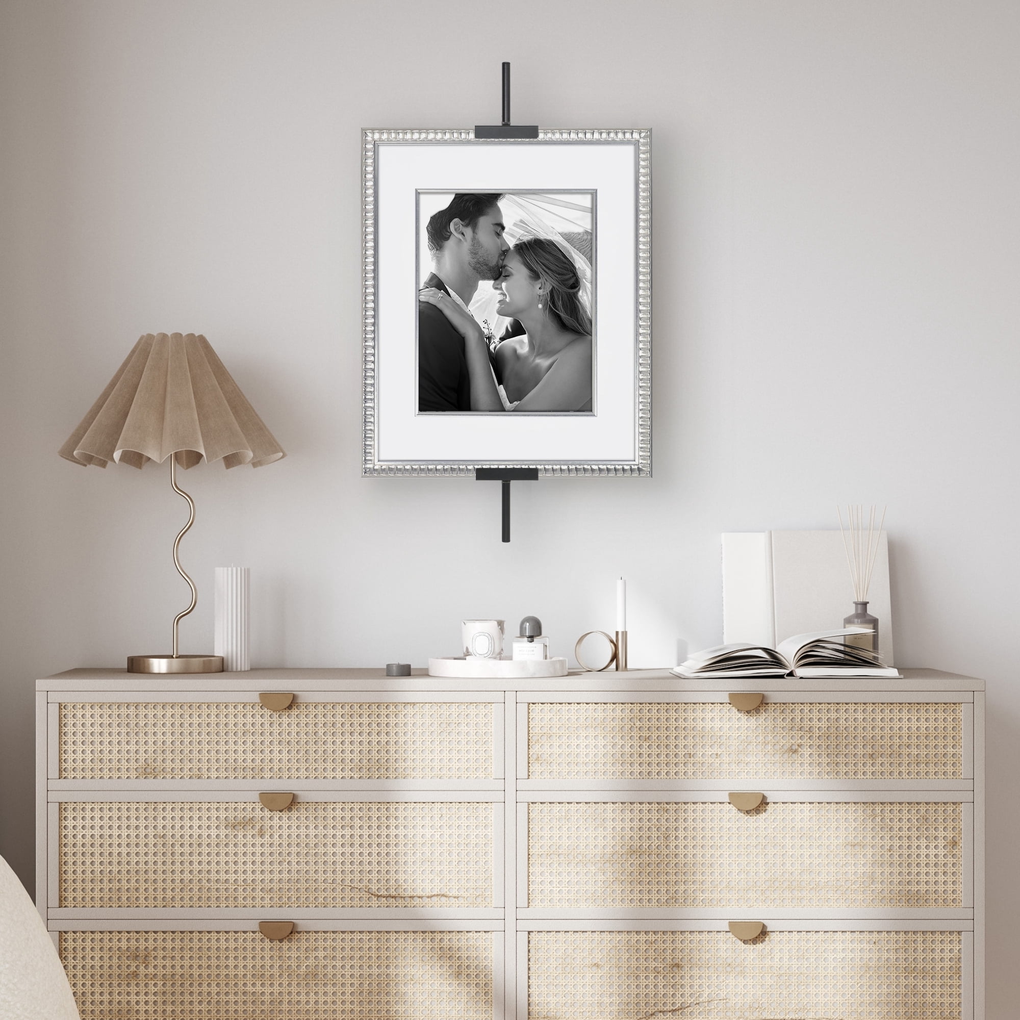 Americanflat 24" Wall Mounted Picture Frame Stand and Artwork Easel Adaptive Clamps Ideal for 18x24 Frame - Black
