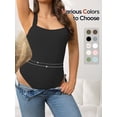thumbnail image 4 of Athlemo Sleeveless Bodysuits for Women Slim Fitted Square Neck Ribbed Knit Going Out Bodysuit Tops, 4 of 8