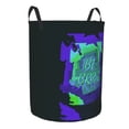 thumbnail image 2 of XMXT Collapsible Laundry Basket, Brave Slogan Purple Print Waterproof Laundry Hamper, 40L Black, 2 of 8