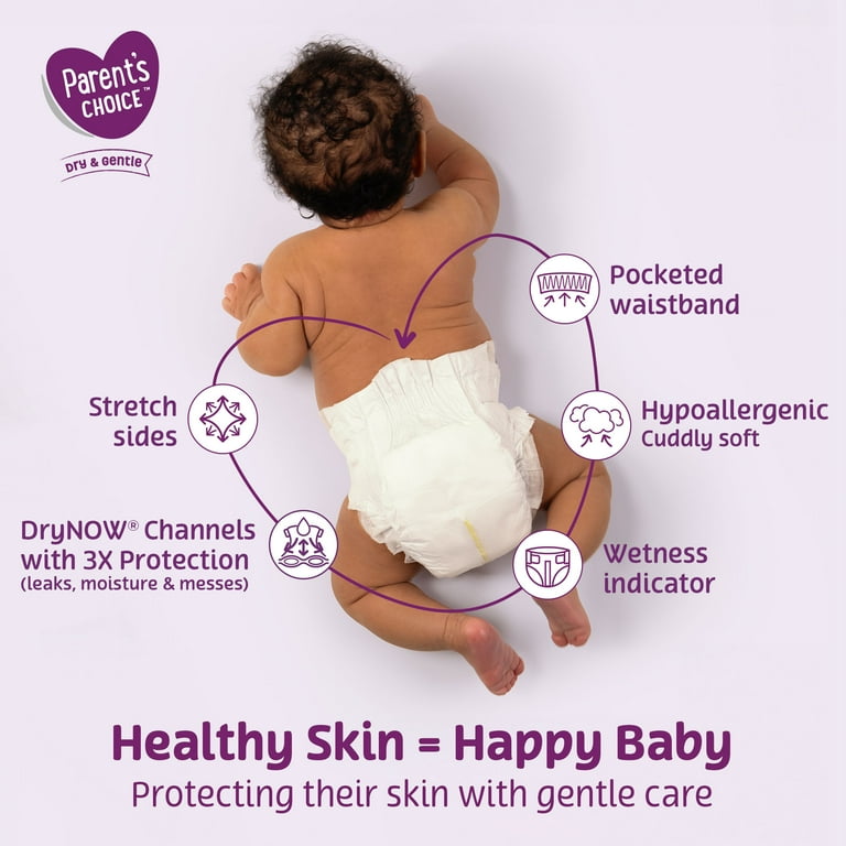 Parents Choice Dry & Gentle Diapers Size NB, 44 Count (Select for More Options)