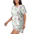 thumbnail image 2 of Naloa Lilies Flowers Women's Short-Sleeved Pajama Set, Loungewear, Summer pajamas, Breathable Cozy - Large, 2 of 9