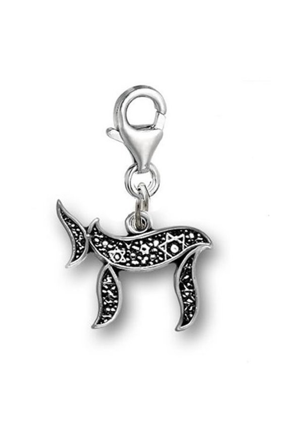 Clip on Chai Dangle Pendant for European Clip on Charm Jewelry w/ Lobster Clasp