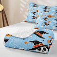 thumbnail image 4 of Homewish Spooky Halloween Twin Quilt Set,Witch Hat Skull Pumpkin Candy Spider Pattern Twin Coverlet Set,Baby Blue,2pcs, 4 of 7