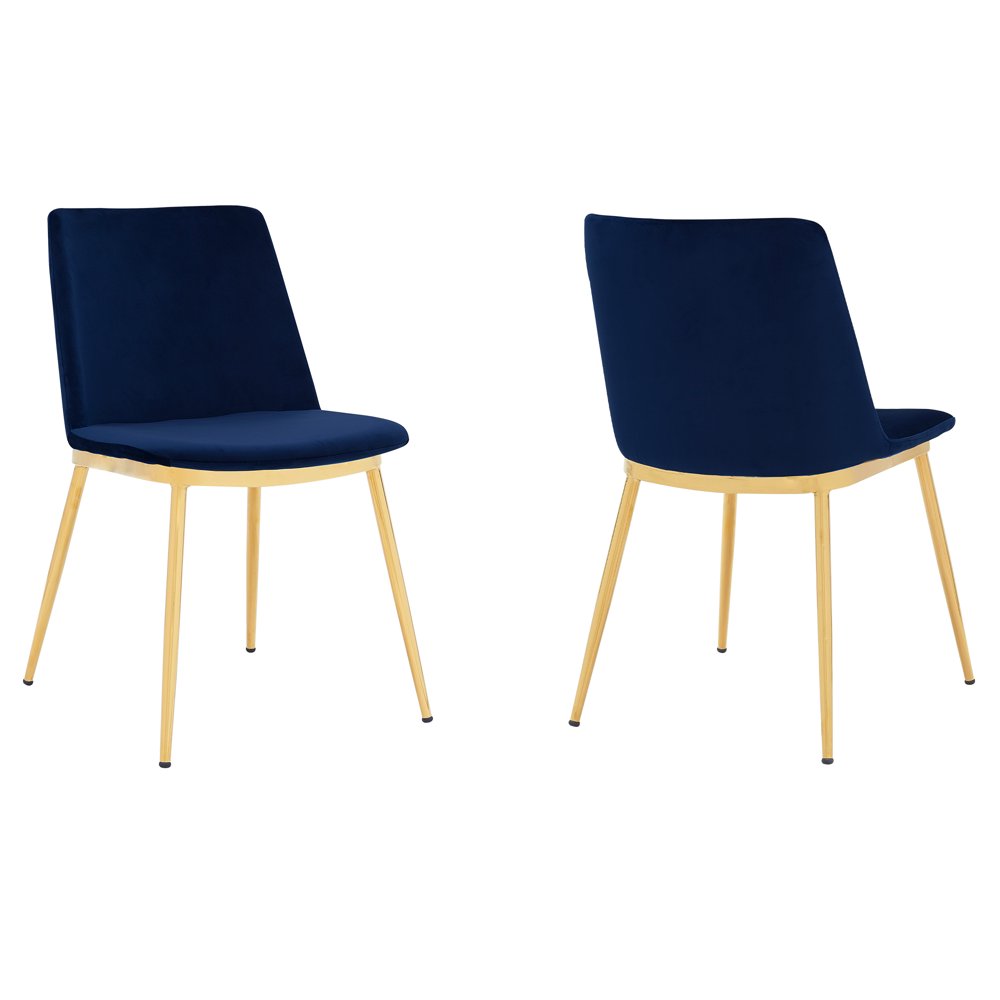 Messina Modern Velvet and Gold Metal Leg Dining Room Chairs Set of 2